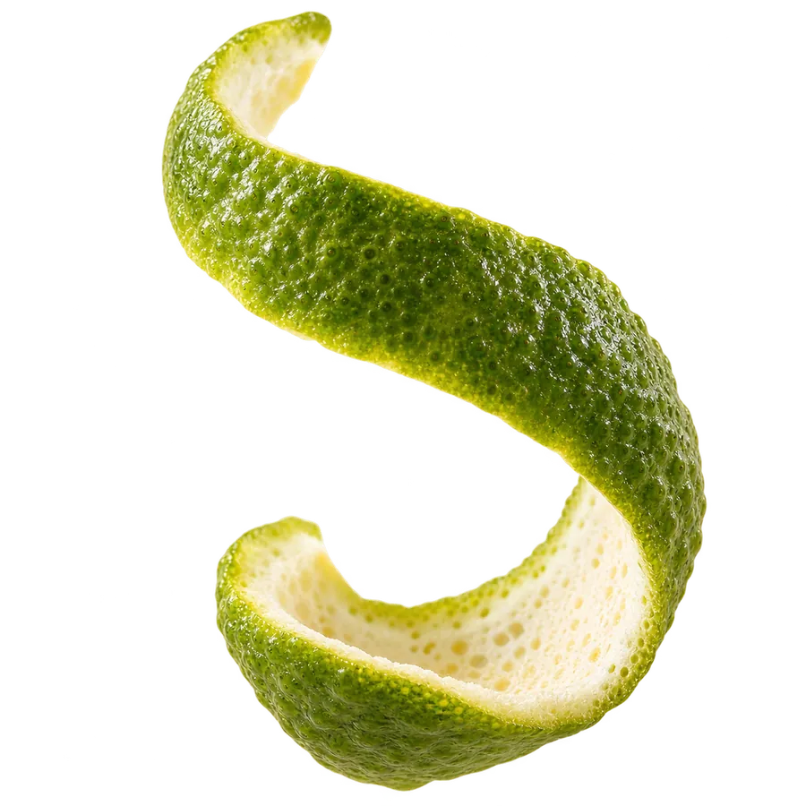 A bright curl of green bergamot peel